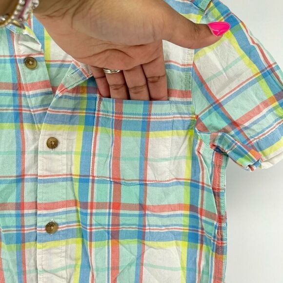 Jumping Beans Boy’s Multicolored Plaid Short Sleeve Button Front Shirt Size 7 - Picture 6 of 10